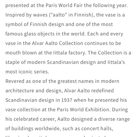 Iittala Alvar Aalto vase.Vintage 70th anniversaryMade in Finland🇫🇮 Brand new! - Picture 7 of 7